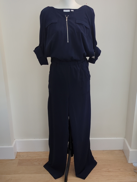 New York & Company Pants - NWT New York & Company Utility Style Navy Zip-Front Blouson Wide Leg Jumpsuit